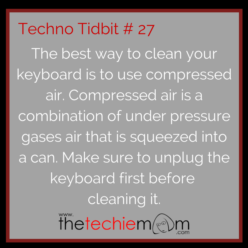 Techno Tidbit #27 Use Compressed Air to clean keyboard